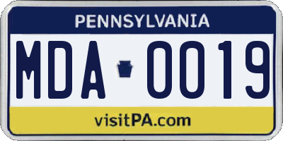 PA license plate MDA0019