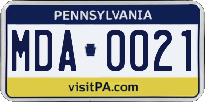 PA license plate MDA0021