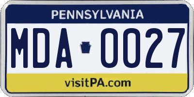 PA license plate MDA0027