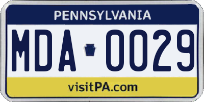 PA license plate MDA0029