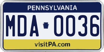 PA license plate MDA0036