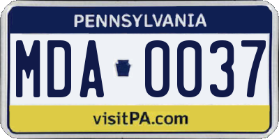 PA license plate MDA0037