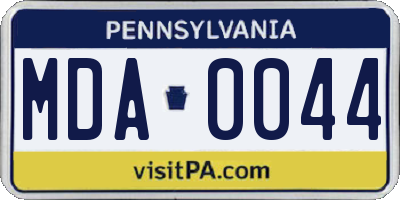 PA license plate MDA0044