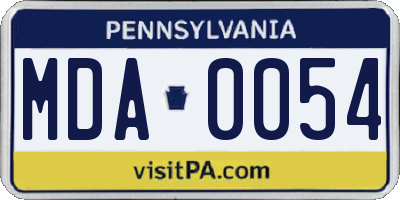 PA license plate MDA0054