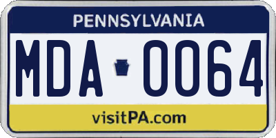 PA license plate MDA0064