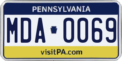 PA license plate MDA0069