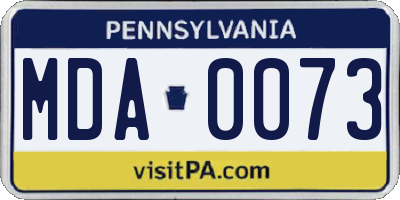 PA license plate MDA0073