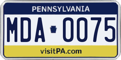 PA license plate MDA0075