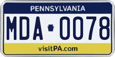 PA license plate MDA0078