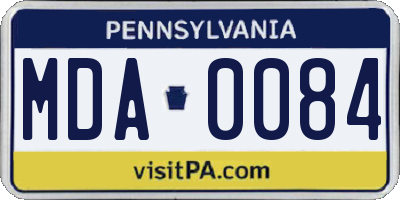 PA license plate MDA0084