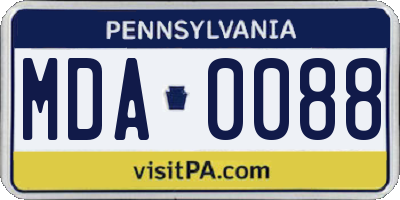 PA license plate MDA0088