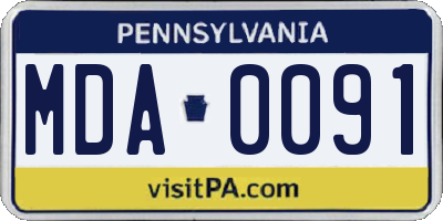 PA license plate MDA0091