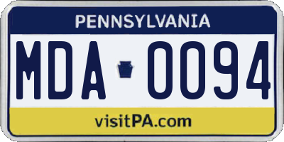 PA license plate MDA0094