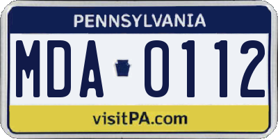 PA license plate MDA0112