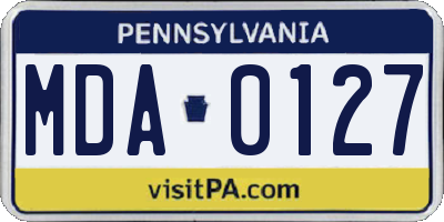 PA license plate MDA0127