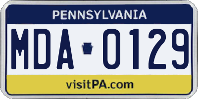 PA license plate MDA0129