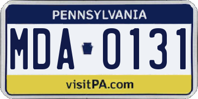 PA license plate MDA0131