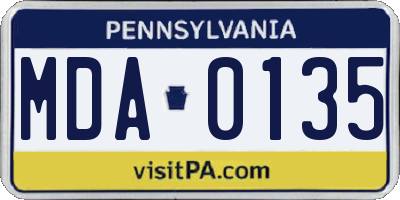 PA license plate MDA0135