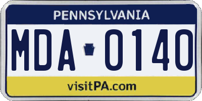 PA license plate MDA0140