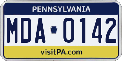 PA license plate MDA0142