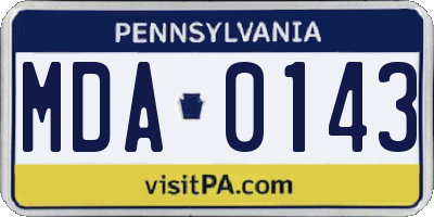 PA license plate MDA0143