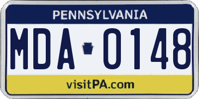 PA license plate MDA0148