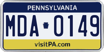 PA license plate MDA0149