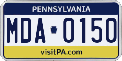 PA license plate MDA0150