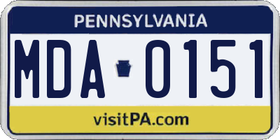 PA license plate MDA0151