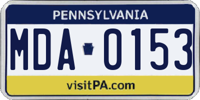 PA license plate MDA0153