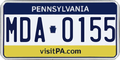 PA license plate MDA0155