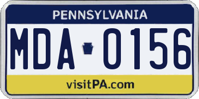 PA license plate MDA0156