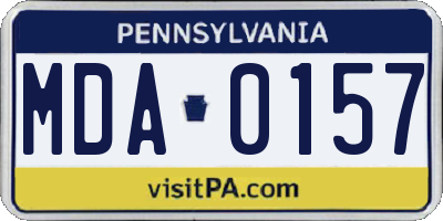 PA license plate MDA0157