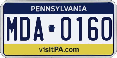 PA license plate MDA0160