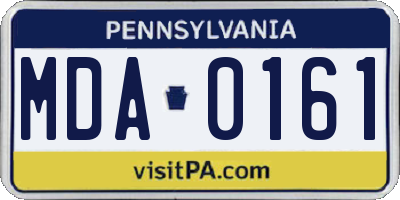 PA license plate MDA0161