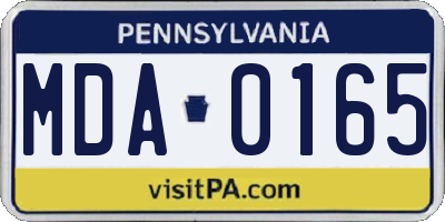 PA license plate MDA0165