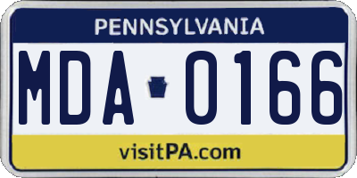 PA license plate MDA0166