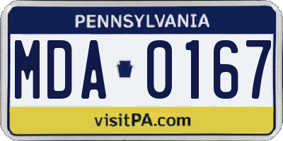 PA license plate MDA0167