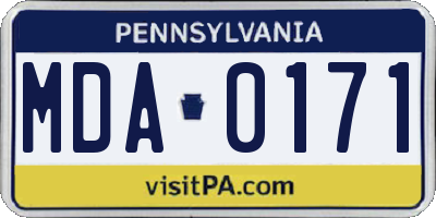 PA license plate MDA0171