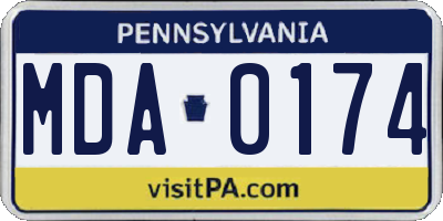 PA license plate MDA0174