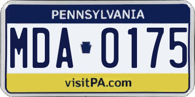 PA license plate MDA0175