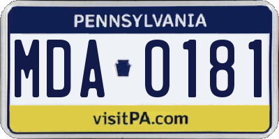 PA license plate MDA0181