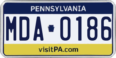 PA license plate MDA0186