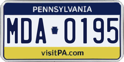 PA license plate MDA0195
