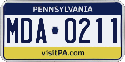 PA license plate MDA0211