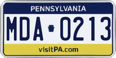 PA license plate MDA0213