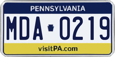 PA license plate MDA0219