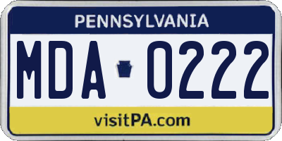 PA license plate MDA0222