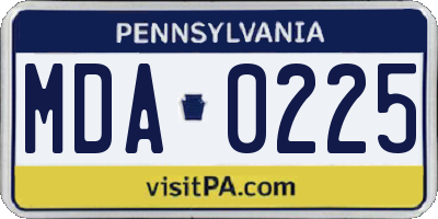 PA license plate MDA0225