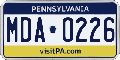 PA license plate MDA0226